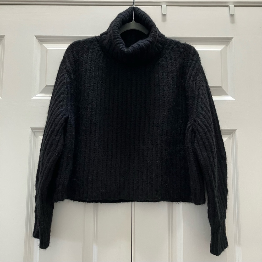 Matta NY Baby Alpaca Merino Wool Sweater Cropped Boxy Turtleneck Peru Black S/M